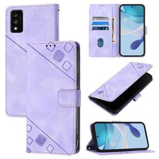 For TCL 30T T603DL Skin Feel Embossed Leather Phone Case(Light Purple)