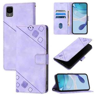 For TCL 30Z T602DL Skin Feel Embossed Leather Phone Case(Light Purple)