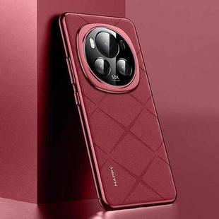 For Honor Magic6 Plain Leather PC Phone Case(Wine Red)