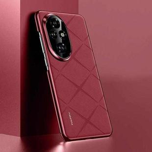For Honor 200 Pro Plain Leather PC Phone Case(Wine Red)
