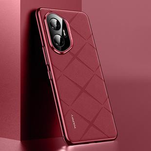 For Honor 300 Plain Leather PC Phone Case(Wine Red)