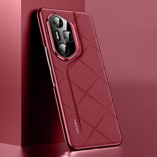 For Honor 300 Pro Plain Leather PC Phone Case(Wine Red)