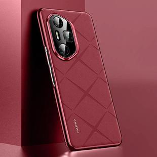 For Honor 300 Ultra Plain Leather PC Phone Case(Wine Red)