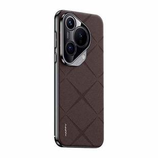 For Huawei Pura 70 Plain Leather PC Phone Case(Brown)