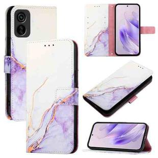 For Tecno Pop 6C / Itel A18 PT003 Marble Pattern Flip Leather Phone Case(White Purple)