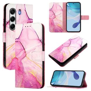 For Tecno Camon 40 4G PT003 Marble Pattern Flip Leather Phone Case(Pink Purple Gold)