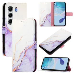 For Tecno Camon 40 4G PT003 Marble Pattern Flip Leather Phone Case(White Purple)