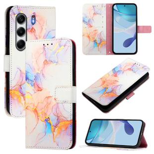 For Tecno Camon 40 Pro 4G PT003 Marble Pattern Flip Leather Phone Case(Galaxy Marble White)