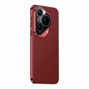 For Huawei Pura 70 Plain Leather PC Phone Case(Red)