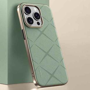 For iPhone 13 Pro Plain Leather PC Phone Case(Green)