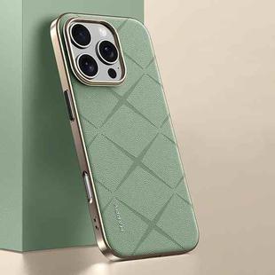 For iPhone 16 Pro Plain Leather PC Phone Case(Green)