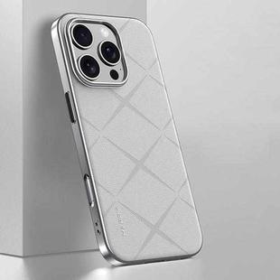 For iPhone 16 Pro Plain Leather PC Phone Case(White)