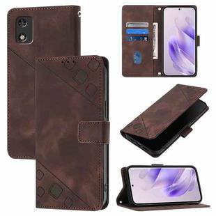 For Tecno Pop 5c Skin Feel Embossed Leather Phone Case(Brown)