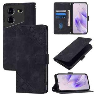 For Tecno Pova 5 4G Skin Feel Embossed Leather Phone Case(Black)