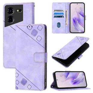 For Tecno Pova 5 4G Skin Feel Embossed Leather Phone Case(Light Purple)