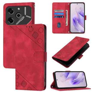 For Tecno Pova 6 Pro Skin Feel Embossed Leather Phone Case(Red)