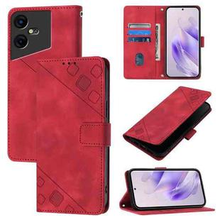 For Tecno Pova Neo 3 Skin Feel Embossed Leather Phone Case(Red)