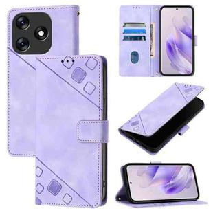For Tecno Spark 10 4G Skin Feel Embossed Leather Phone Case(Light Purple)