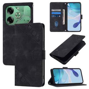 For Tecno Pova 6 Skin Feel Embossed Leather Phone Case(Black)