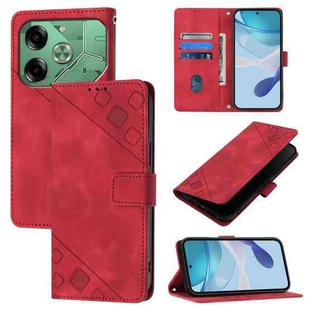 For Tecno Pova 6 Skin Feel Embossed Leather Phone Case(Red)