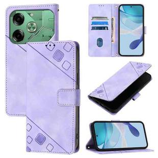 For Tecno Pova 6 Skin Feel Embossed Leather Phone Case(Light Purple)