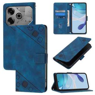 For Tecno Pova 6 Neo Skin Feel Embossed Leather Phone Case(Blue)