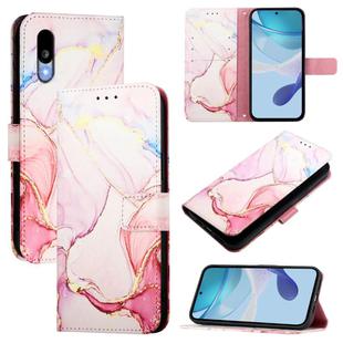 For Sharp Basio Active3 PT003 Marble Pattern Flip Leather Phone Case(Rose Gold)