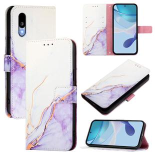 For Sharp Basio Active3 PT003 Marble Pattern Flip Leather Phone Case(White Purple)