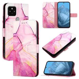 For Google Pixel 5 PT003 Marble Pattern Flip Leather Phone Case(Pink Purple Gold)