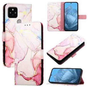 For Google Pixel 5 PT003 Marble Pattern Flip Leather Phone Case(Rose Gold)