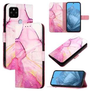 For Google Pixel 5 XL / 4a 5G PT003 Marble Pattern Flip Leather Phone Case(Pink Purple Gold)