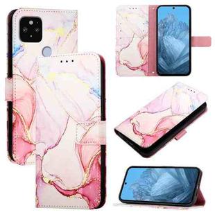 For Google Pixel 5 XL / 4a 5G PT003 Marble Pattern Flip Leather Phone Case(Rose Gold)