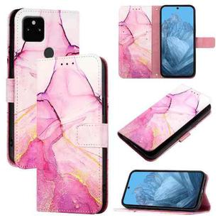 For Google Pixel 5a PT003 Marble Pattern Flip Leather Phone Case(Pink Purple Gold)
