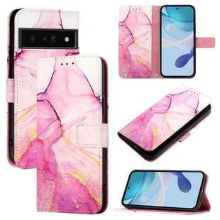 For Google Pixel 6 Pro PT003 Marble Pattern Flip Leather Phone Case(Pink Purple Gold)
