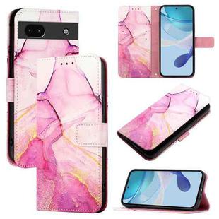 For Google Pixel 6a PT003 Marble Pattern Flip Leather Phone Case(Pink Purple Gold)