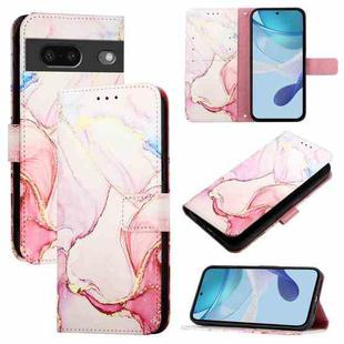 For Google Pixel 7 PT003 Marble Pattern Flip Leather Phone Case(Rose Gold)