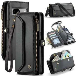 For Google Pixel 7a CaseMe C36 Card Slots Zipper Wallet RFID Anti-theft Leather Phone Case(Black)