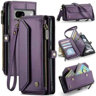 For Google Pixel 7a CaseMe C36 Card Slots Zipper Wallet RFID Anti-theft Leather Phone Case(Purple)