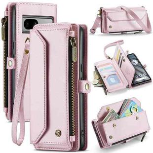 For Google Pixel 7a CaseMe C36 Card Slots Zipper Wallet RFID Anti-theft Leather Phone Case(Pink)