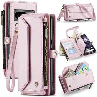 For Google Pixel 8 CaseMe C36 Card Slots Zipper Wallet RFID Anti-theft Leather Phone Case(Pink)