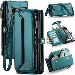 For Google Pixel 8 Pro CaseMe C36 Card Slots Zipper Wallet RFID Anti-theft Leather Phone Case(Blue-green)