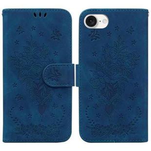 For iPhone SE 2024 Butterfly Rose Embossed Leather Phone Case(Blue)