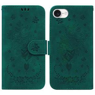 For iPhone SE 2024 Butterfly Rose Embossed Leather Phone Case(Green)