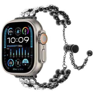 For Apple Watch Ultra 2 49mm Rhinestone Metal Bracelet Watch Band(Black)
