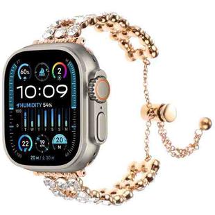 For Apple Watch Ultra 2 49mm Rhinestone Metal Bracelet Watch Band(Rose Gold)