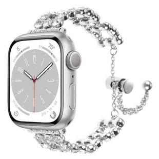 For Apple Watch Series 9 45mm Rhinestone Metal Bracelet Watch Band(Silver)