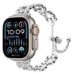 For Apple Watch Ultra 49mm Rhinestone Metal Bracelet Watch Band(Silver)