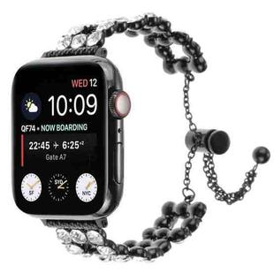 For Apple Watch Series 3 38mm Rhinestone Metal Bracelet Watch Band(Black)