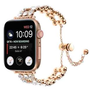 For Apple Watch Series 3 42mm Rhinestone Metal Bracelet Watch Band(Rose Gold)