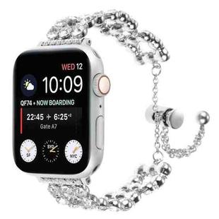 For Apple Watch 38mm Rhinestone Metal Bracelet Watch Band(Silver)